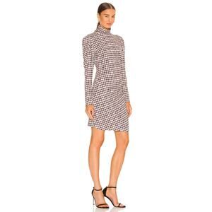 Pam & Gela Mock Neck Dress in Pink Tweed Houndstooth Sz P MSRP 175